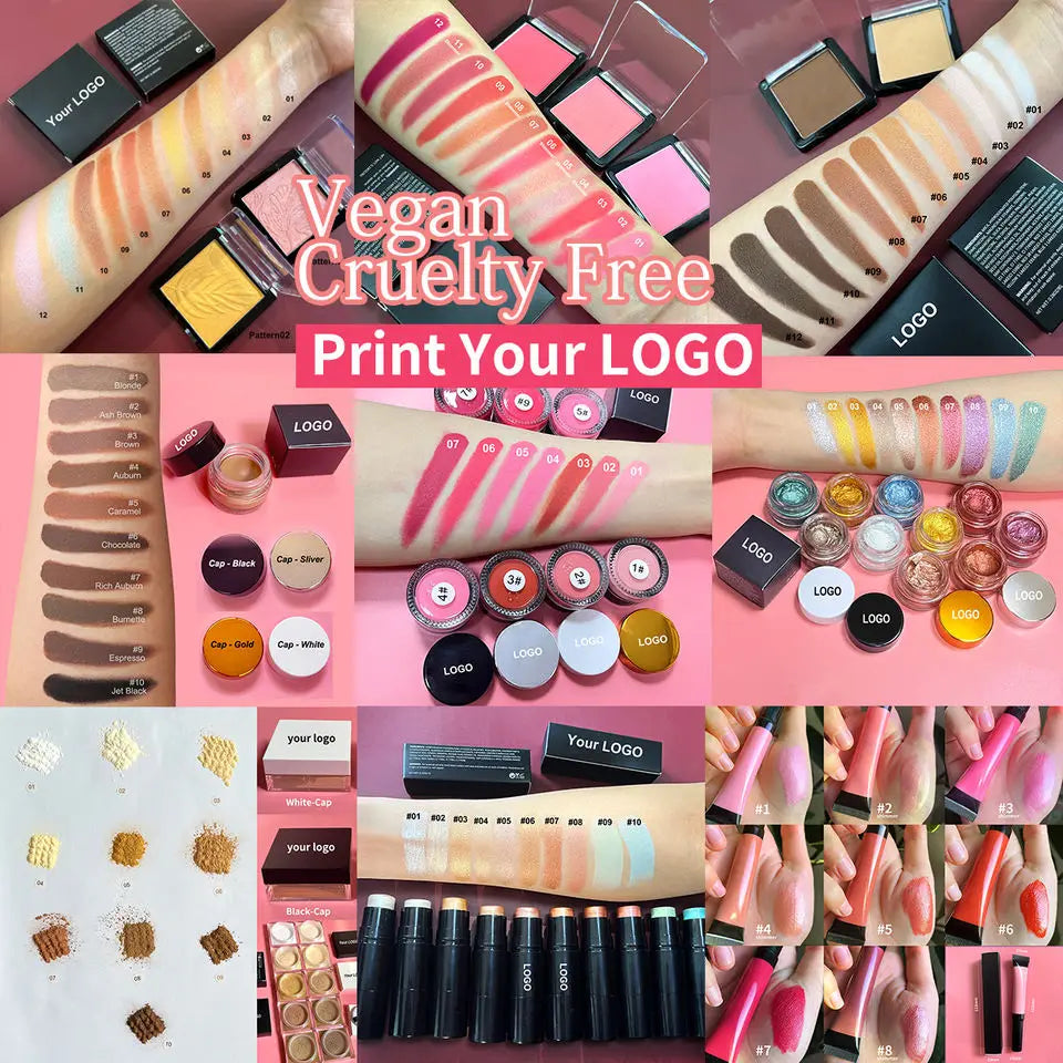 10pcs Pink Matte Pressed Powder Blush Palette Wholesale Bulk