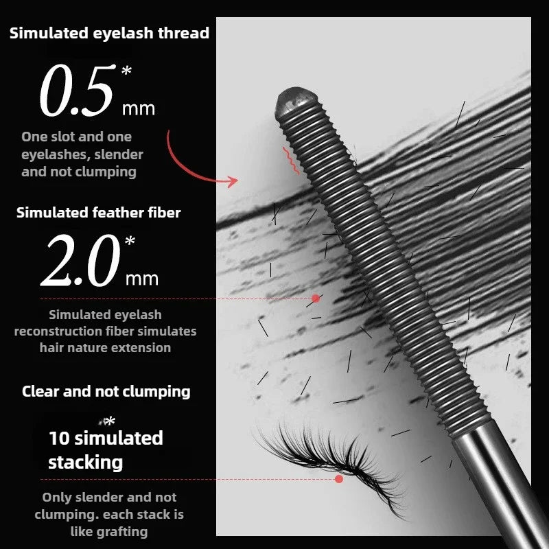 Waterproof Metal Iron Silk Fiber Mascara for Long Curling Lashes