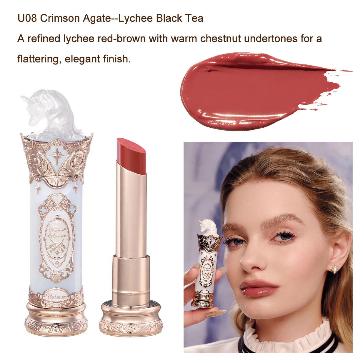Knight Unicorn Makeup Set with Eyeshadow, Blush, Lipstick and Loose Powder