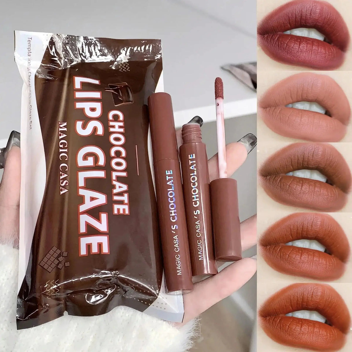 5-Piece Waterproof Chocolate Liquid Lipstick Set