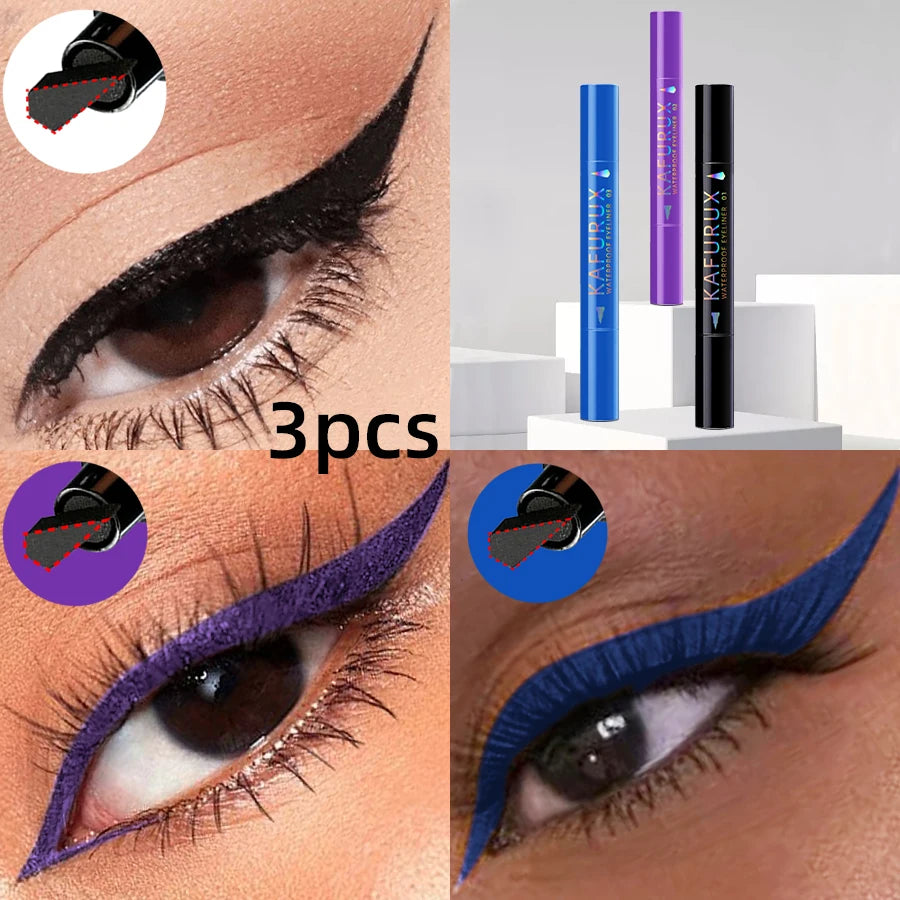 3-Piece Double-Headed Star Stamp Eyeliner Set - Waterproof & Long Lasting