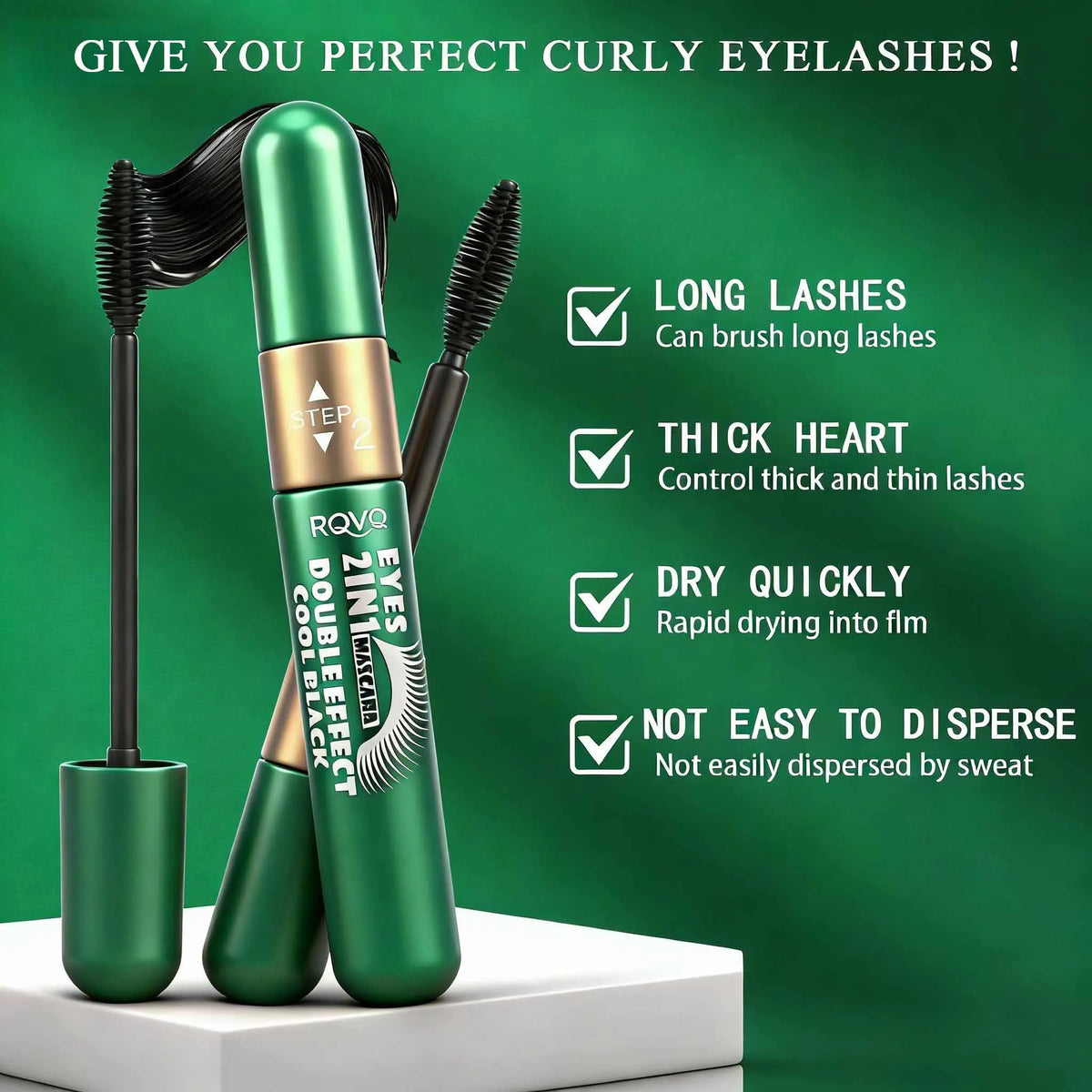 2-in-1 Waterproof Long-Lasting Curling Mascara