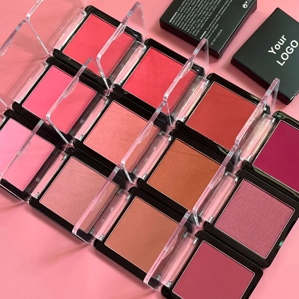 10pcs Pink Matte Pressed Powder Blush Palette Wholesale Bulk