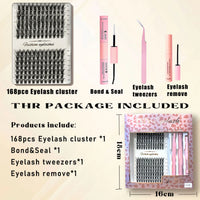 168 Pcs DIY Individual Lash Cluster Kit with Bond, Seal, and Remover