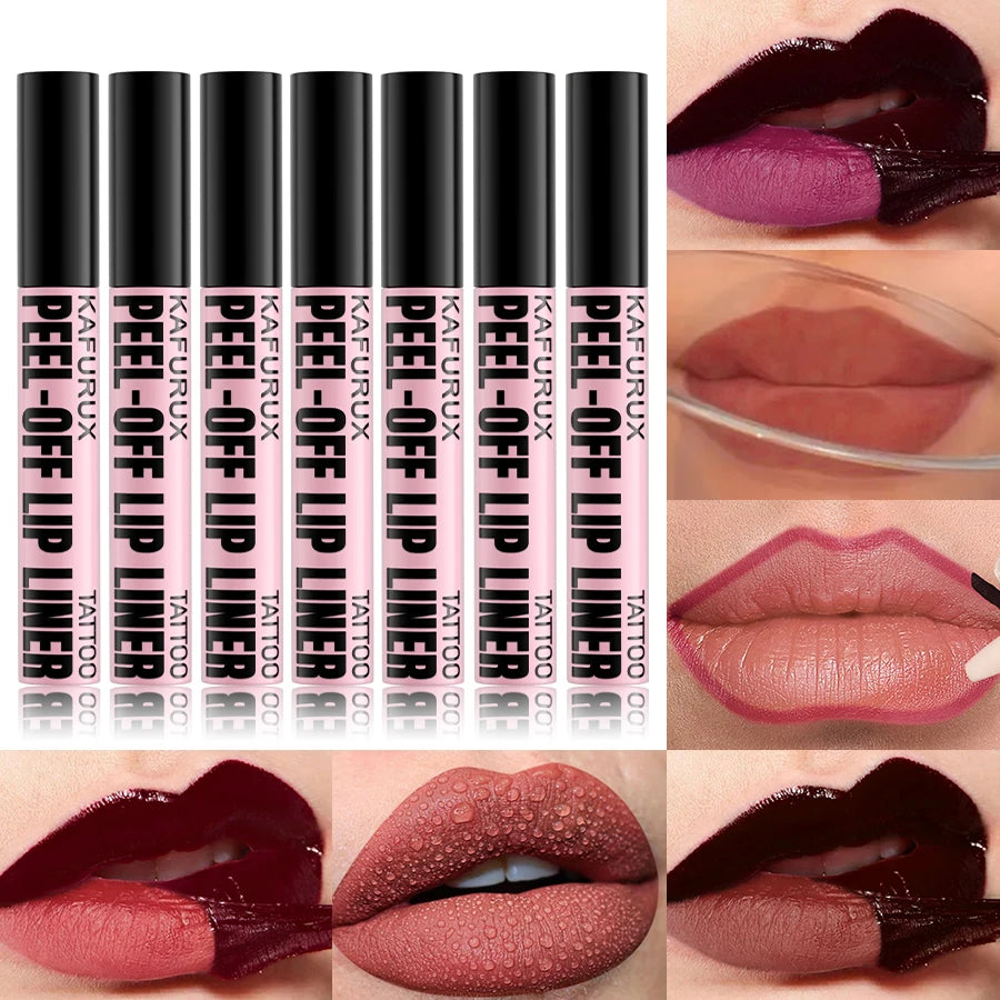 7-Piece Peel Off Lip Stain Set - Long Lasting Waterproof Lip Tint