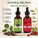 Amococo Jojoba and Rosehip Oil Set, Cold Pressed Face and Body Oil, 2 x 120ml