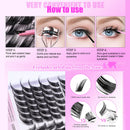 168-Row DIY Cluster Eyelash Extension Kit with Bond and Seal Glue (12-18mm D Curl)