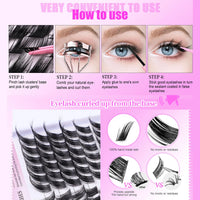 168-Row DIY Cluster Eyelash Extension Kit with Bond and Seal Glue (12-18mm D Curl)