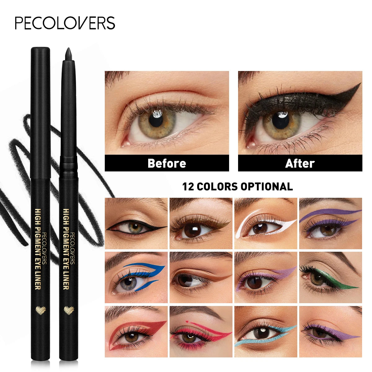 Long-Lasting Waterproof Matte Eyeliner Pencil with Ultra-Fine Tip