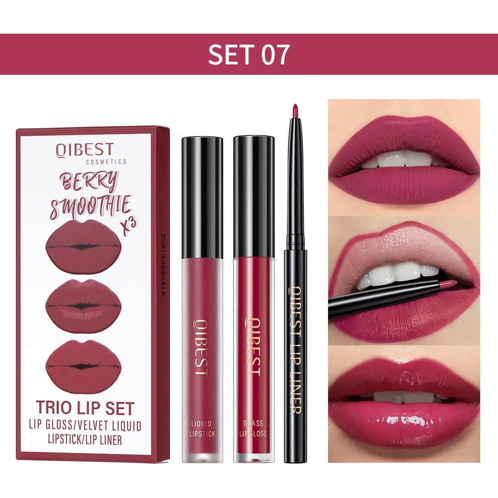3pcs Matte Liquid Lipstick and Lip Liner Set