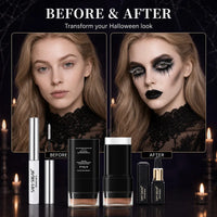 3-Piece Halloween Makeup Kit with Mascara, White Foundation, and Black Face Paint Stick