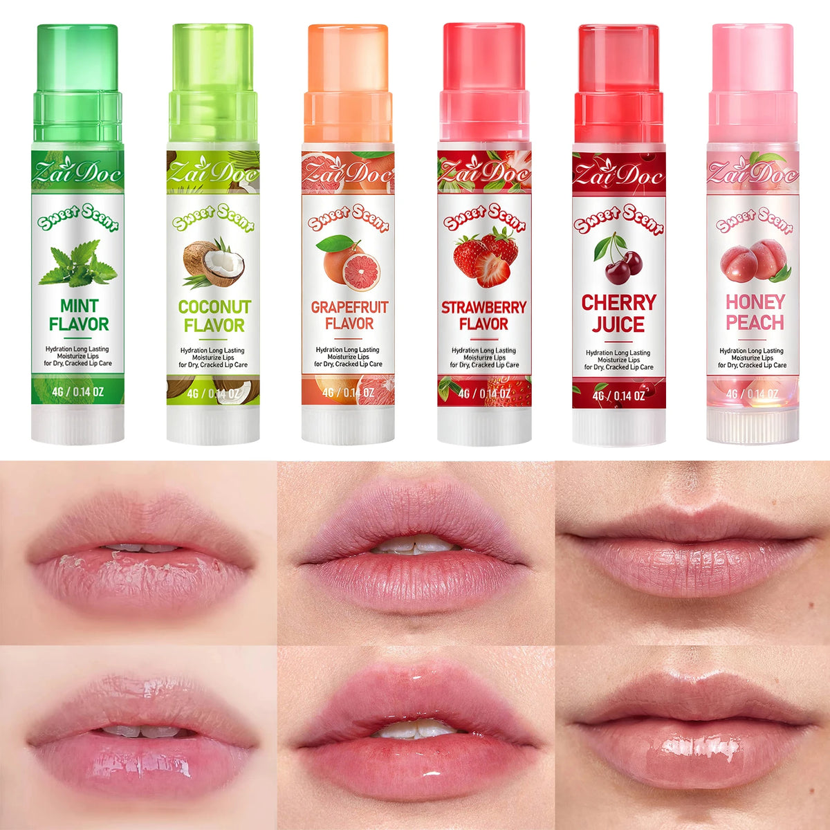 4-Color Peel Off Lip Stain Tint Set, 10g Each