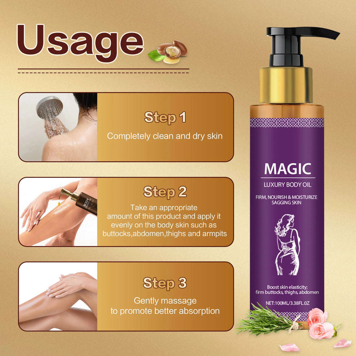Tightening and Brightening Anti-Cellulite Body Massage Oil