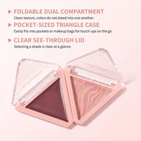 Triangular Two-Tone Matte Blush Palette with Folding Design