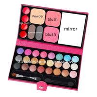 33-Color Portable Makeup Palette with Mirror, Blush, and Lipstick