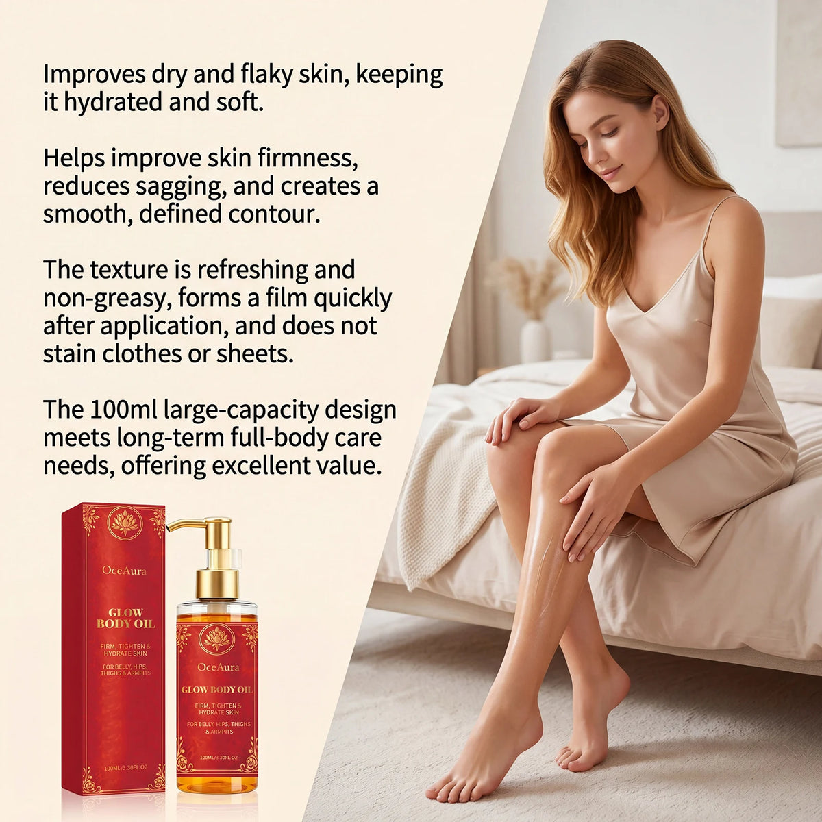 Firming and Glowing Body Oil for Smooth Skin and Anti-Cellulite Massage