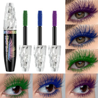 3pcs 5D Silk Fiber Waterproof Mascara Set - Black, Green, Blue, Purple
