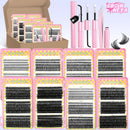GROINNEYA Clusters Lashes With Waterproof Strong Hold DIY Lash Extension Kit Lash Bond And Seal And Eyelash Tweezers Makeup
