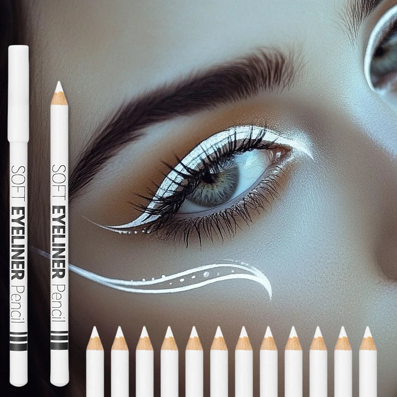Smooth Waterproof White Eyeliner Pencil Long-Lasting Eye Brightener