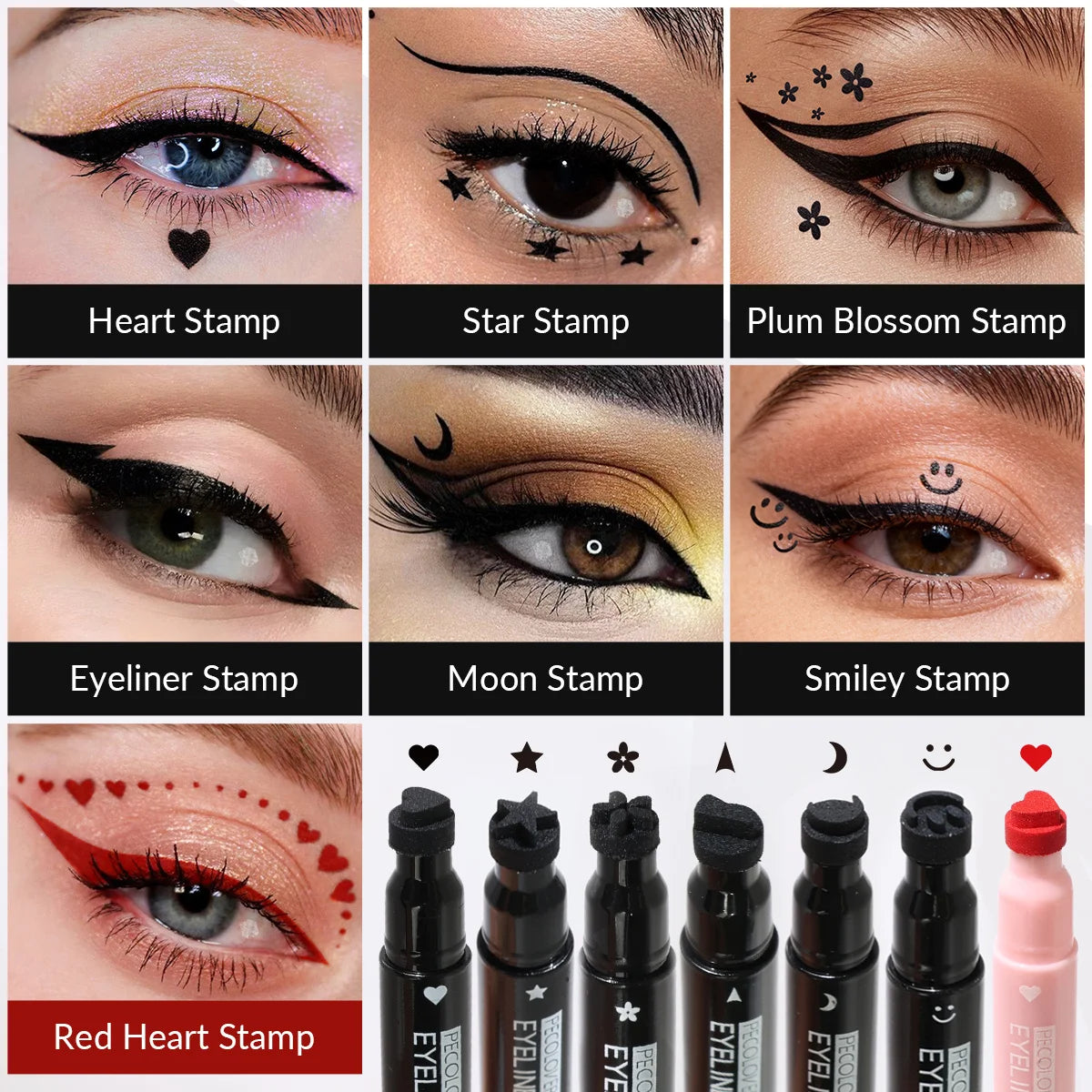 8-Piece 2-in-1 Waterproof Stamp Eyeliner Set
