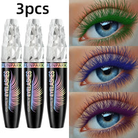 3pcs 5D Silk Fiber Waterproof Mascara Set - Black, Green, Blue, Purple
