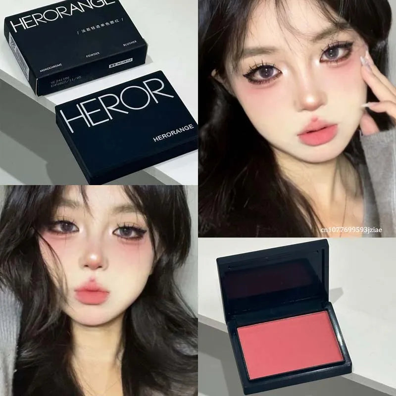Monochrome Matte Blusher Palette Soft Silky Cheek Natural Facial Rouge Plate Lasting Nude Low Saturation Powder Blusher Makeup