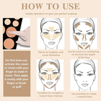 10-Color Cream Contour and Concealer Palette with Brush