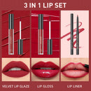 3pcs Matte Liquid Lipstick and Lip Liner Set
