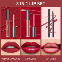 3pcs Matte Liquid Lipstick and Lip Liner Set