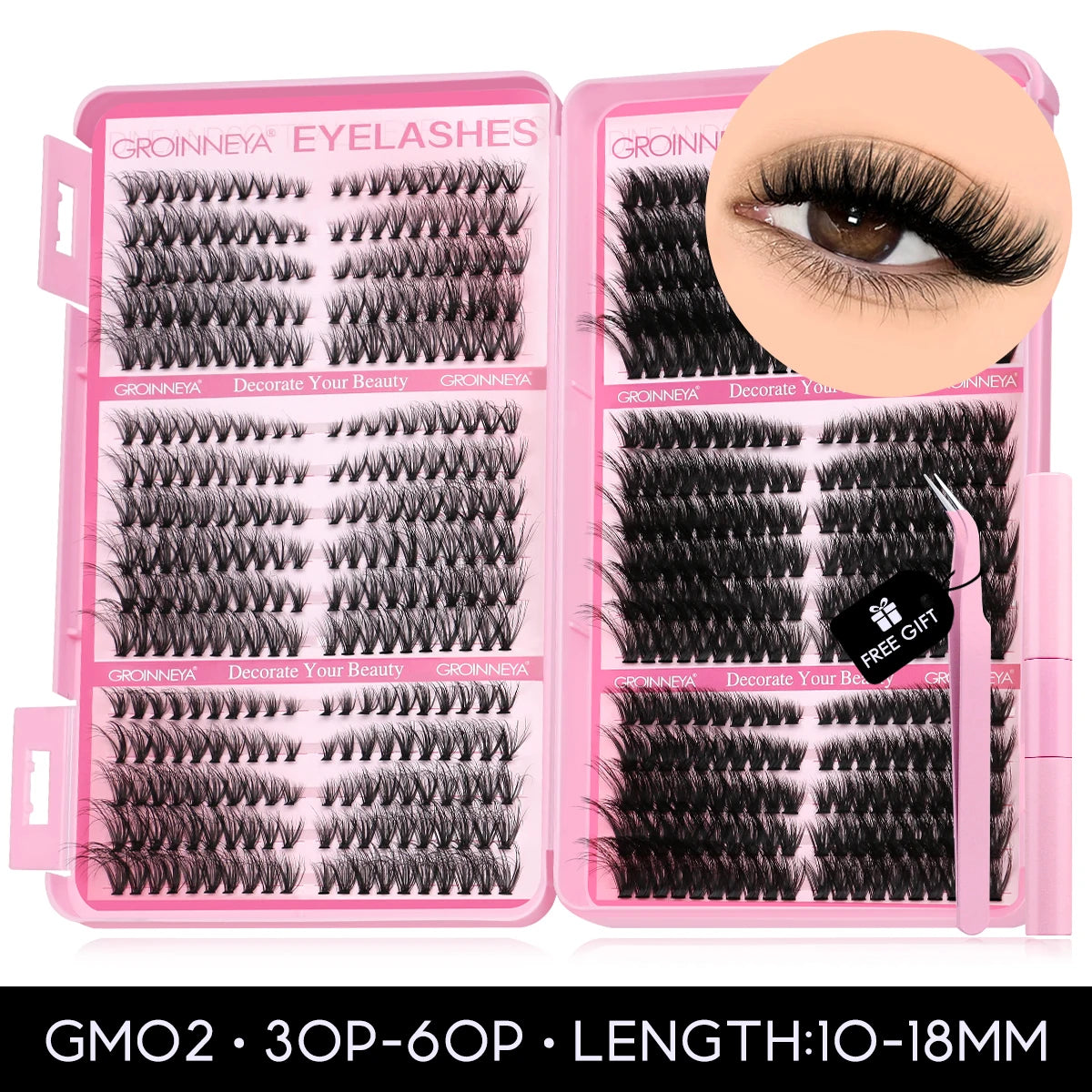 640 Pcs D Curl Lash Clusters Kit with Waterproof Reusable Extensions