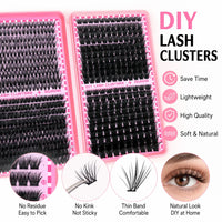 800PCS DIY Lash Cluster Extension Kit with Bond, Seal, and Tweezers