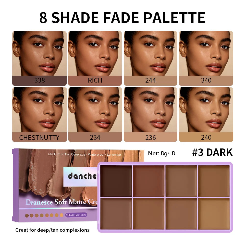8-Shade Full Coverage Matte Cream Concealer Palette