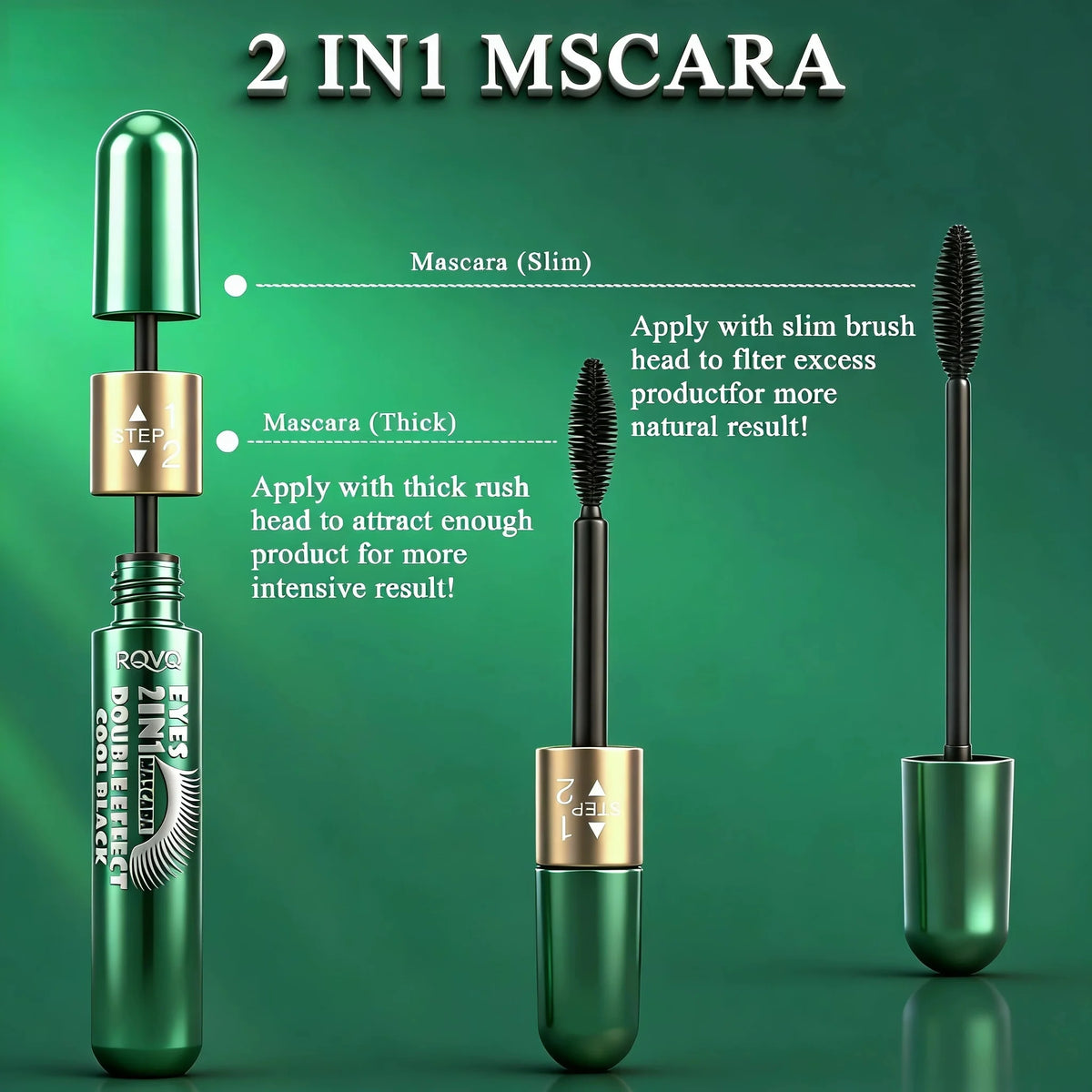 2-in-1 Waterproof Long-Lasting Curling Mascara