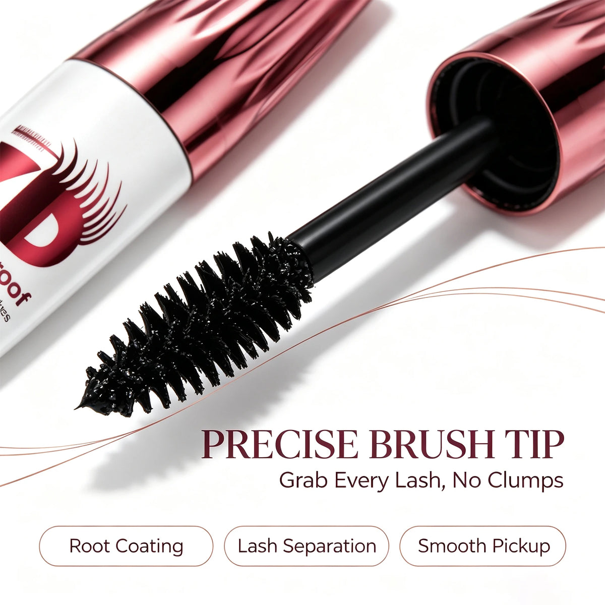 7D Volumizing Waterproof Mascara - Long Lasting Black Eye Makeup