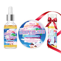 Cotton Candy Body Care Set with Body Drops, Body Glaze, and Roll-On