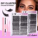 168-Row DIY Cluster Eyelash Extension Kit with Bond and Seal Glue (12-18mm D Curl)