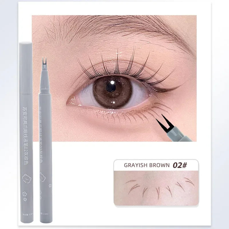 Double Forked Tip Waterproof Lower Lash and Liquid Eyeliner Pen