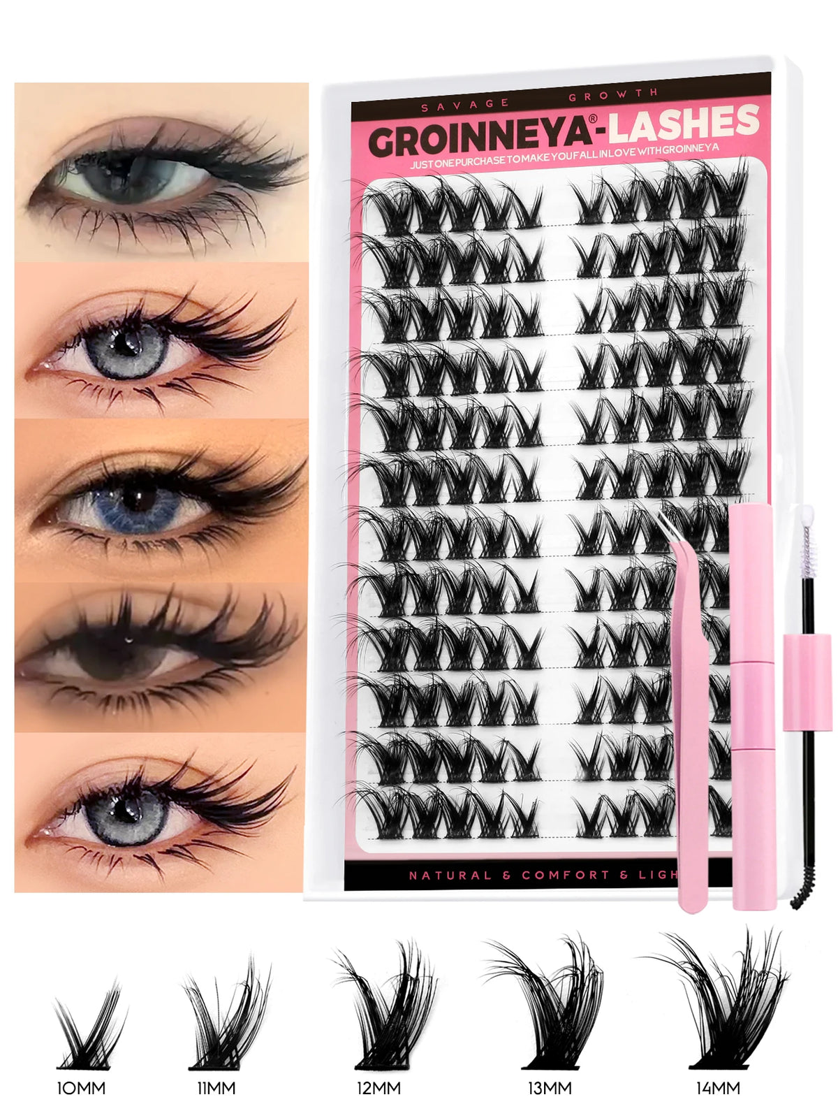 Cat Eye DIY Lash Extension Kit with Bond, Seal, and Tweezers