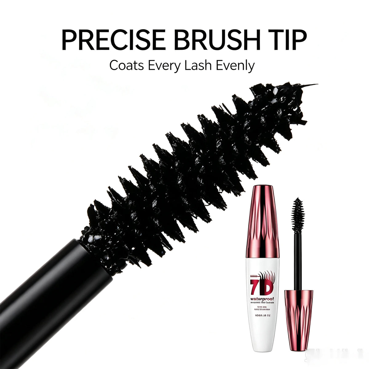 7D Volumizing Waterproof Mascara - Long Lasting Black Eye Makeup