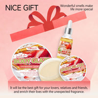 Strawberry Body Care Set with Body Drops, Body Glaze, and Roll-on