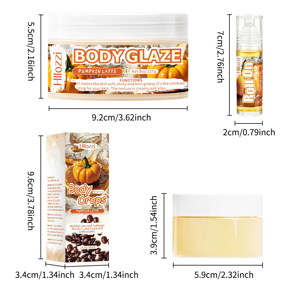 Pumpkin Body Care Set with Body Drops, Body Glaze, and Roll-on