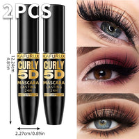 2-Piece 5D Silk Fiber Waterproof Mascara - Black Long Lasting & Lengthening