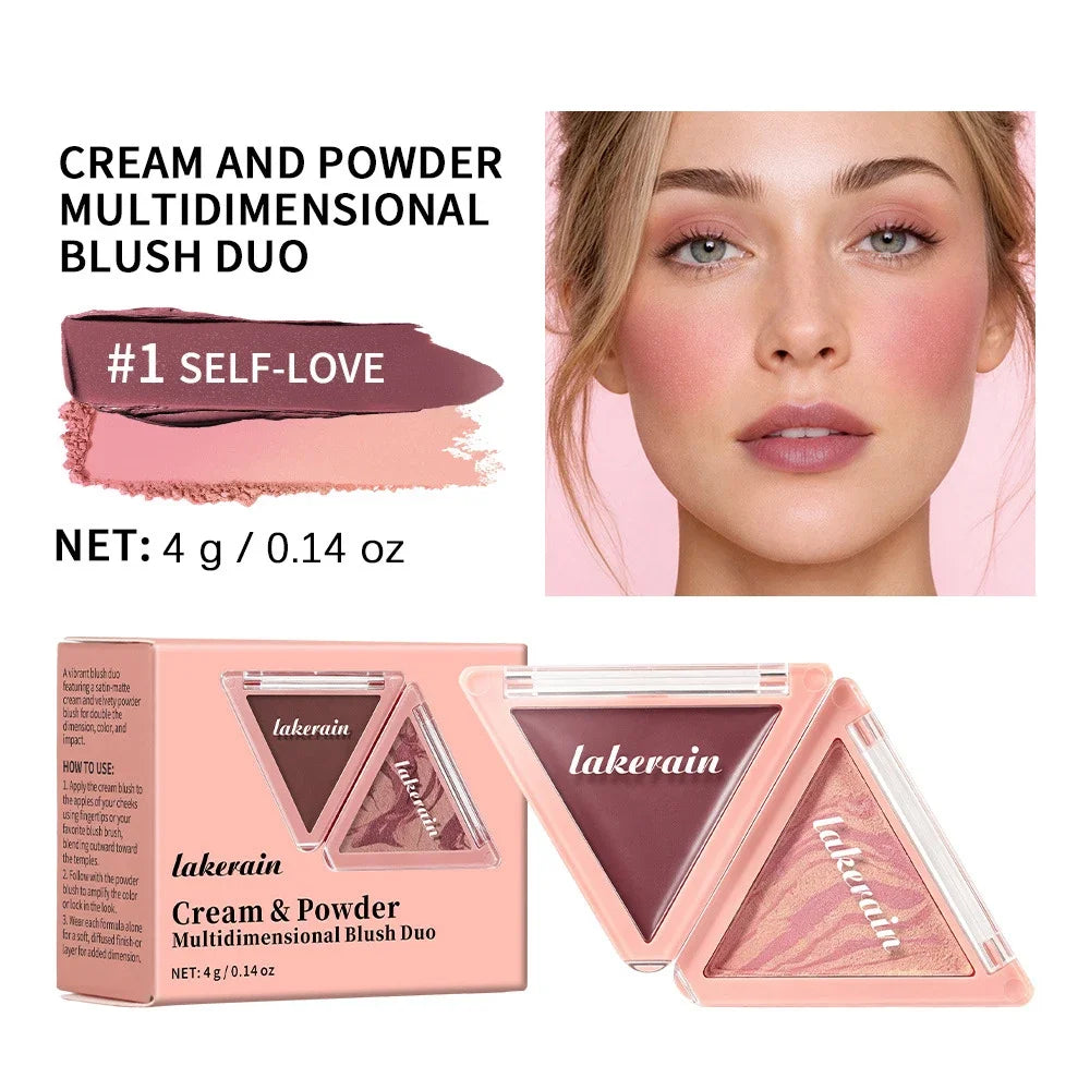 Triangular Two-Tone Matte Blush Palette with Folding Design
