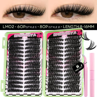 640 Pcs D Curl Lash Clusters Kit with Waterproof Reusable Extensions