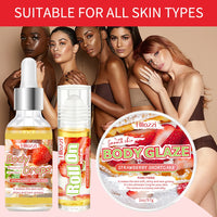 Strawberry Body Care Set with Body Drops, Body Glaze, and Roll-on