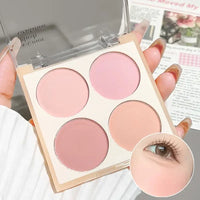 4-Color Matte Blush Palette - Waterproof Long-Lasting Pink Purple Tones