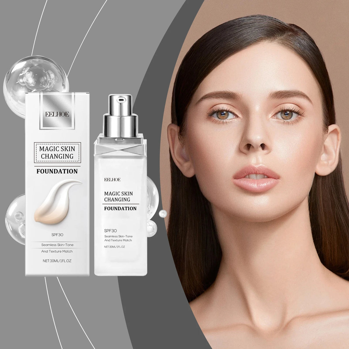 Color Changing Foundation with Hyaluronic Acid, 30ml