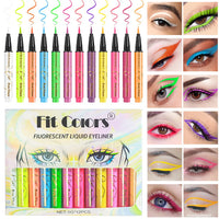 12-Color Neon UV Fluorescent Liquid Eyeliner Set