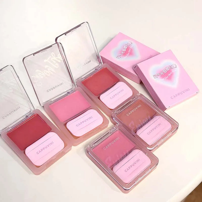 High Gloss Moisturizing Cream Blush and Lipstick with Puff