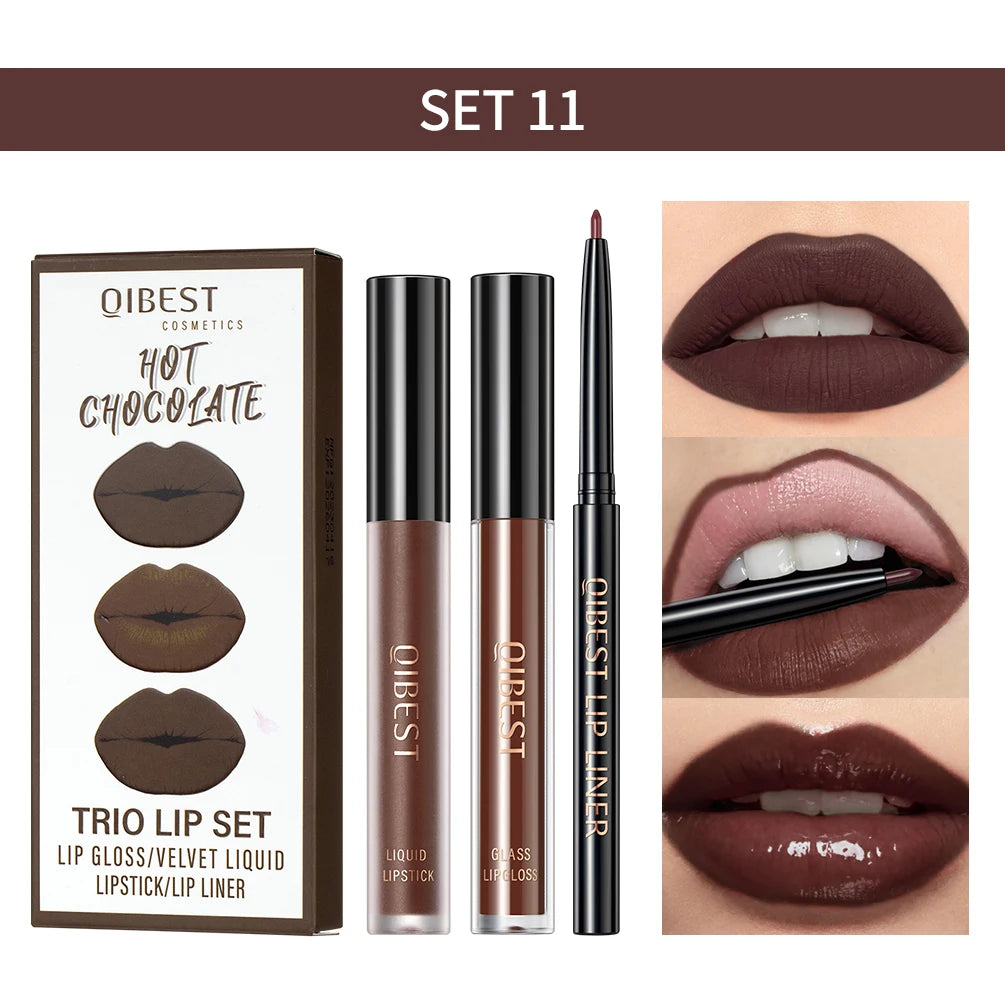 3pcs Matte Liquid Lipstick and Lip Liner Set